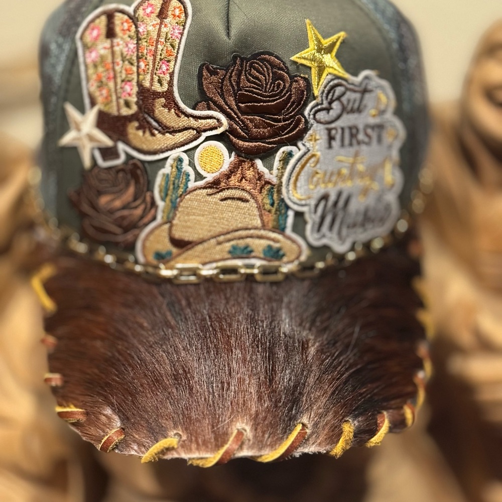 real cowhide trucker hat